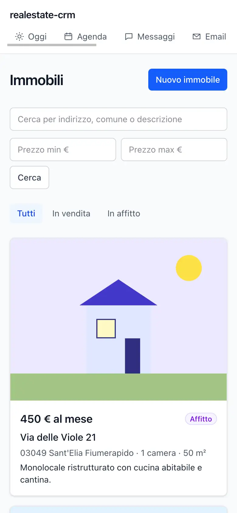 La schermata Immobili
